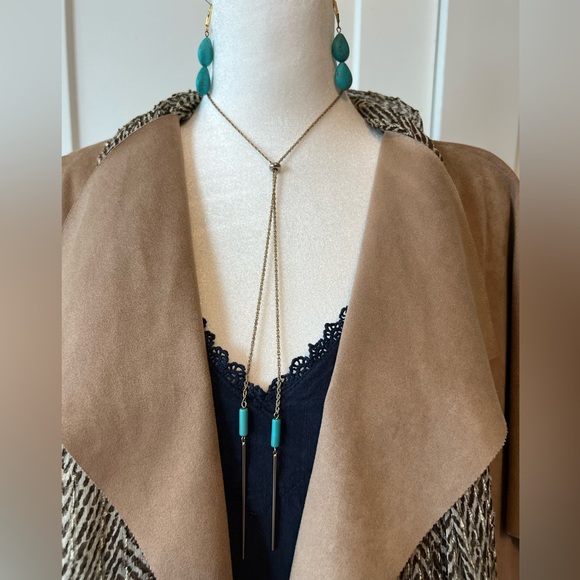 Turquoise Teardrop Earrings plus necklace - Picture 4 of 6